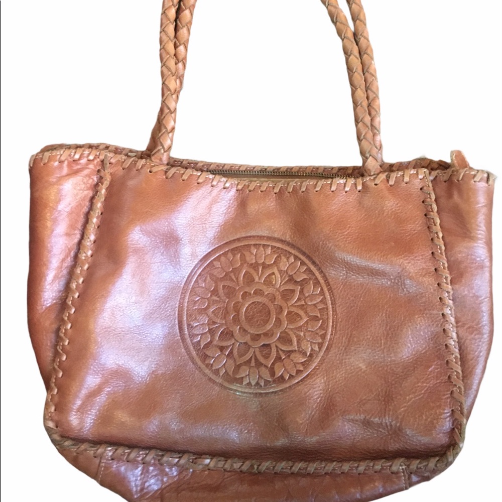 Vintage Wabags Leather Brown Lotus Boho Bag